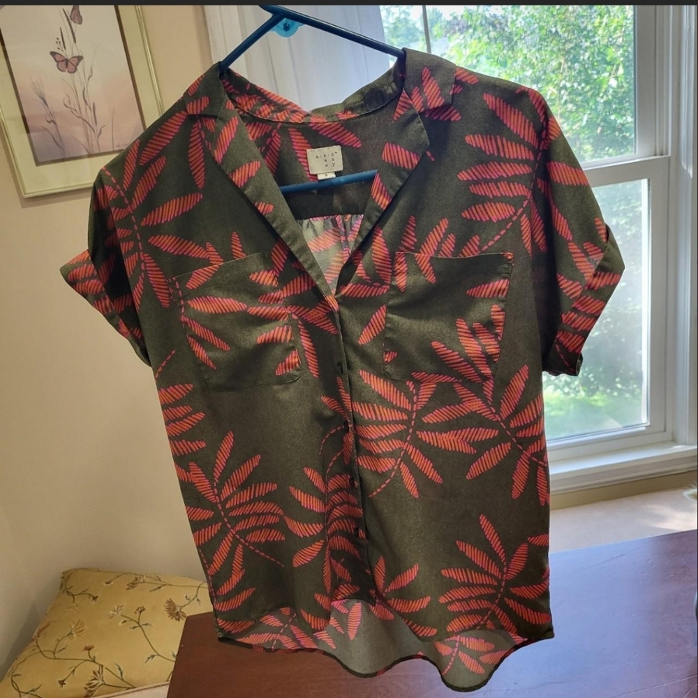 A New Day tropical print button down